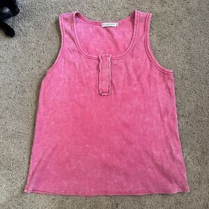 Blakely Pink Tank Top XXL Sleeveless Casual Button‎ Accent Ribbed Knit